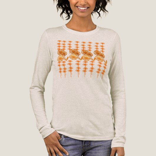 Bloemen in oranje Tri-Blend shirt (Voorkant)