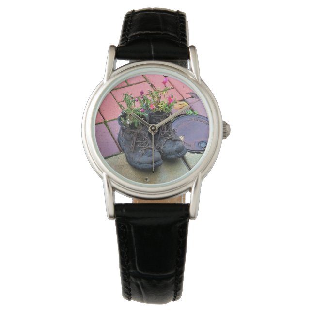 Bloemen in oude Boots Horloge (Voorkant)