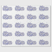 Bloemen in paarse kleur met gouden omtrek AOP Cadeaupapier (Vlak)