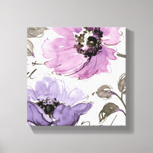 Bloemen in Paarse tinten Canvas Afdruk