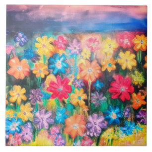Bloemen in Pastels Sangria - Tegel Tegeltje