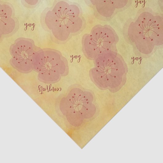Bloemen in Pinks N Goud Weefselpapier Tissuepapier (Detail)