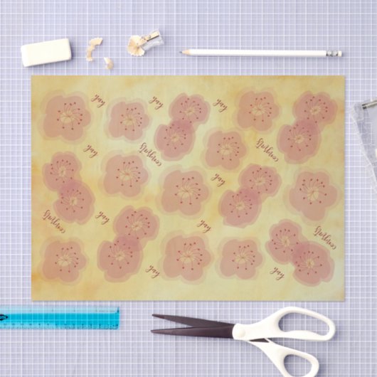 Bloemen in Pinks N Goud Weefselpapier Tissuepapier (Craft)