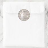 Bloemen in pot op houten bruidsdouche ronde sticker (Tas)