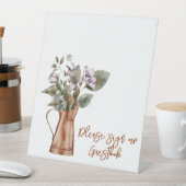 Bloemen in pot tekenen ons gastenboek reclamebord met voetstuk (Insitu)