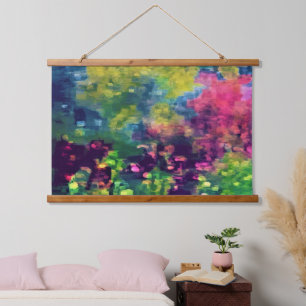 Bloemen in psychedelisch veld hangend wandkleed