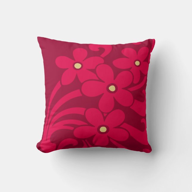 Bloemen in Raspberry Color American MoJo-Kussens Kussen (Voorkant)