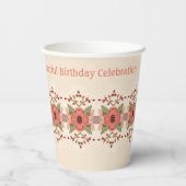 Bloemen in roestige rode perzik met roze papieren bekers (Achterkant)