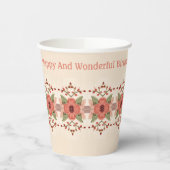 Bloemen in roestige rode perzik met roze papieren bekers (Links)