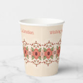 Bloemen in roestige rode perzik met roze papieren bekers (Rechts)