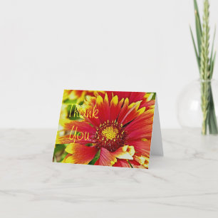 Bloemen in rood en geel dank u bedankkaart