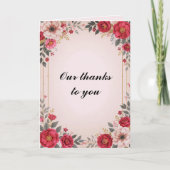 Bloemen in roze bruiloft bedankkaart (Voorkant)