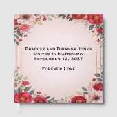 Bloemen in roze bruiloft gastenboek (Voorkant)