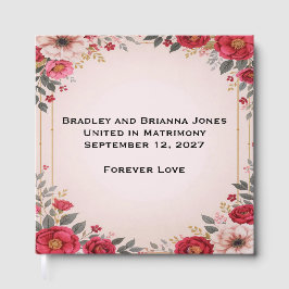 Bloemen in roze bruiloft gastenboek