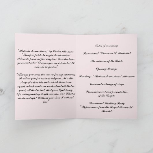 Bloemen in roze bruiloft programma (Binnen)