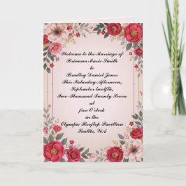 Bloemen in roze bruiloft programma