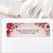 Bloemen in roze retouradres etiket (Insitu)