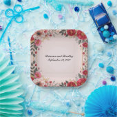 Bloemen in Roze Trouwdouche Bachelorette Party Papieren Bordje (Feest)