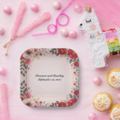 Bloemen in Roze Trouwdouche Bachelorette Party Papieren Bordje (Feest)