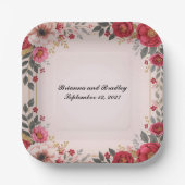 Bloemen in Roze Trouwdouche Bachelorette Party Papieren Bordje (Voorkant)