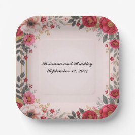 Bloemen in Roze Trouwdouche Bachelorette Party Papieren Bordje