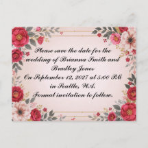 Bloemen in Roze Trouwen Save the Date