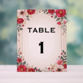 Bloemen in Roze Trouwtafel Acryl Teken Bord (Neutraal)