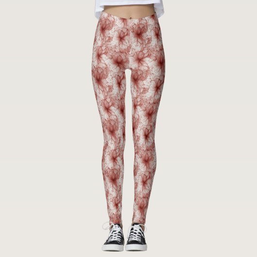Bloemen in Scarlet Veil Leggings (Voorkant)