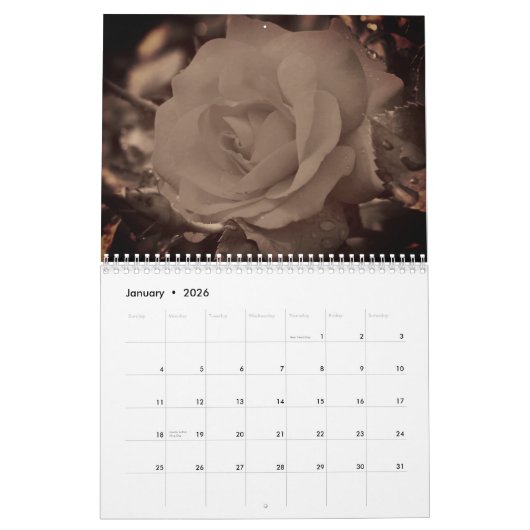 Bloemen in  sepia kalender (Jan 2026)