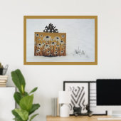 Bloemen in sneeuw poster (Thuiskantoor)