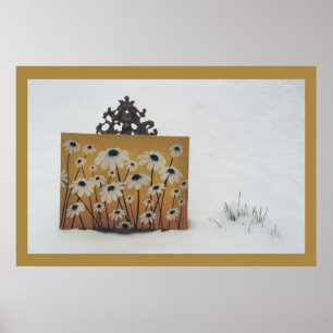 Bloemen in sneeuw poster
