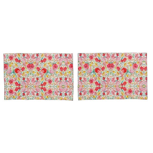 Bloemen in  stijl en weidegras kussensloop (Voorkant-Set)