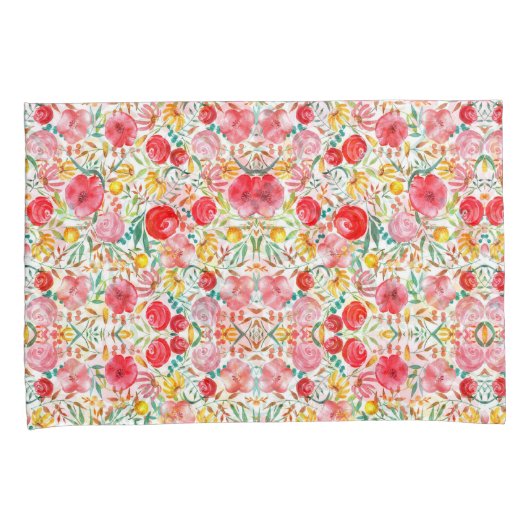 Bloemen in  stijl en weidegras kussensloop (Voorkant-Rechts)