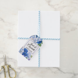 Bloemen in tinten blauw cadeaulabel