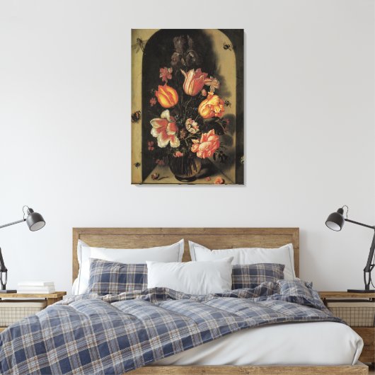 Bloemen in vaas,  Barokke Floral still Life Canvas Afdruk (Insitu (Slaapkamer))