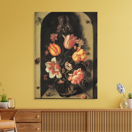 Bloemen in vaas, Barokke Floral still Life Canvas Afdruk (Insitu (Woonkamer))