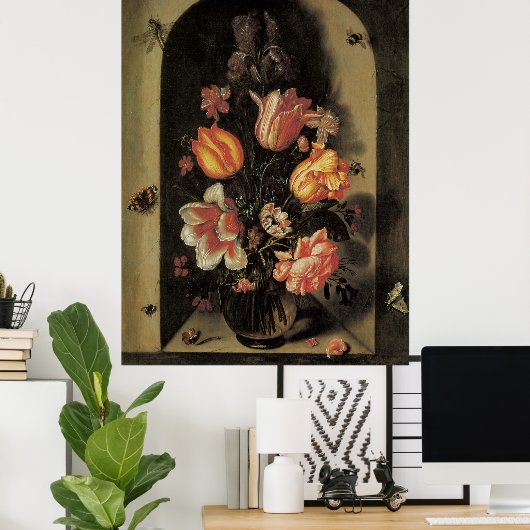 Bloemen in vaas,  Barokke Floral still Life Poster (Thuiskantoor)