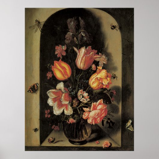 Bloemen in vaas,  Barokke Floral still Life Poster (Voorkant)