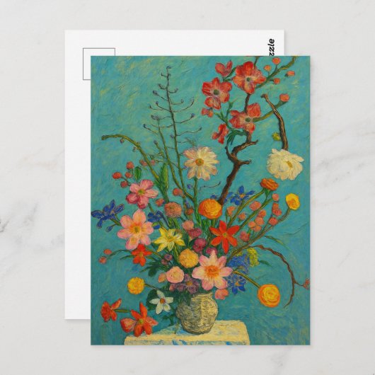 Bloemen in vaas Briefkaart (Voorkant / Achterkant)