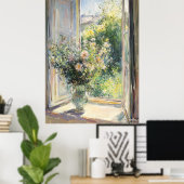 Bloemen in vaas door zonovergoten raam - Impressio Poster (Thuiskantoor)