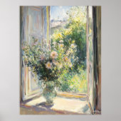 Bloemen in vaas door zonovergoten raam - Impressio Poster (Voorkant)