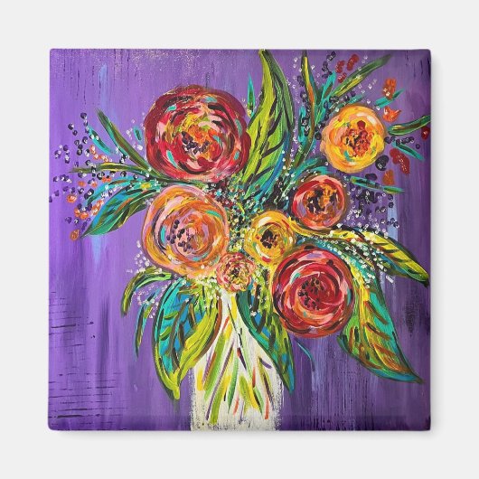 Bloemen in vaas magneet (Voorkant)