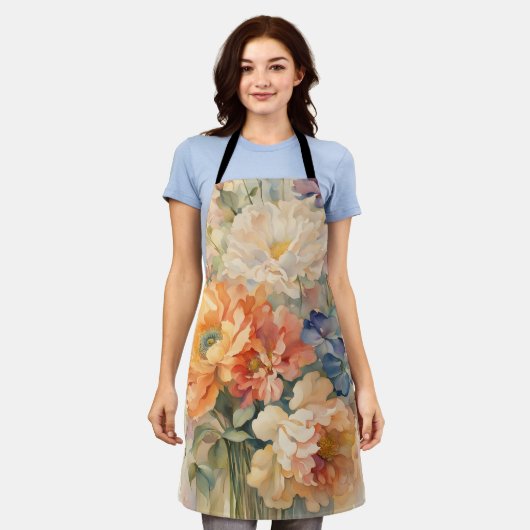 Bloemen in vaas schort (Gedragen)