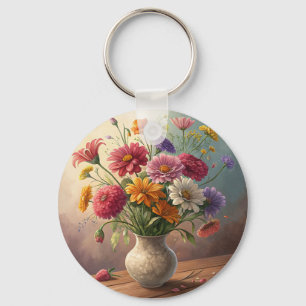 Bloemen in vaas sleutelhanger