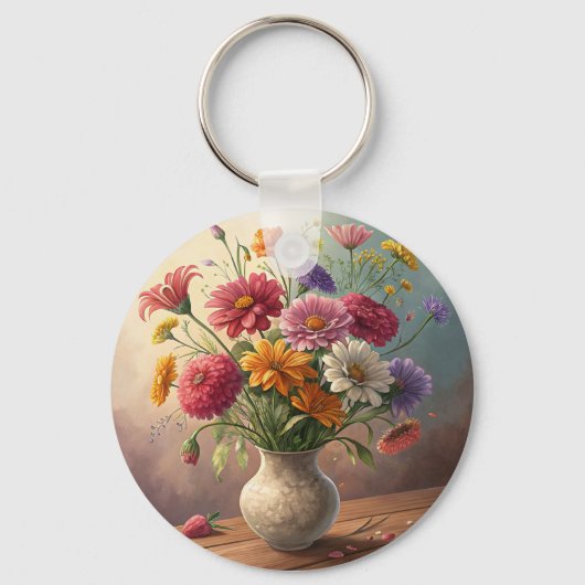 Bloemen in vaas sleutelhanger (Voorkant)