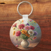 Bloemen in vaas sleutelhanger (Voorkant)