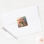 Bloemen in vaas vierkante sticker (Envelop)