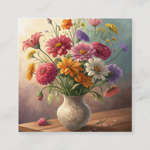 Bloemen in vaas vierkante visitekaartje