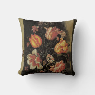 Bloemen in Vaas, Vintage Barokke Bloem Stilleven Kussen