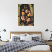 Bloemen in Vaas, Vintage Barokke Bloemstuk Canvas Afdruk (Insitu (Slaapkamer))